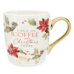 Christmas Poinsettia Gold Handle Mug - Coffee and Christmas