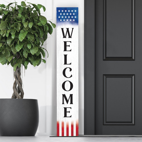 Porch Sign - American Flag Welcome