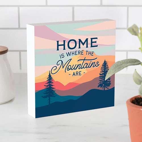 Lake & Lodge Collection Word Blocks - Home Is Where The Mountains
