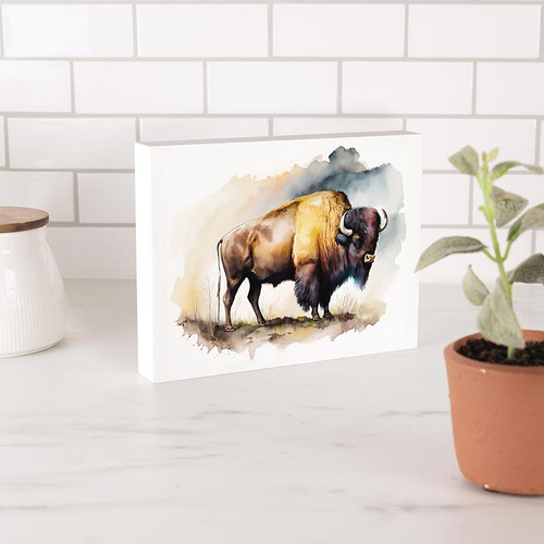 Lake & Lodge Collection Word Blocks - Buffalo