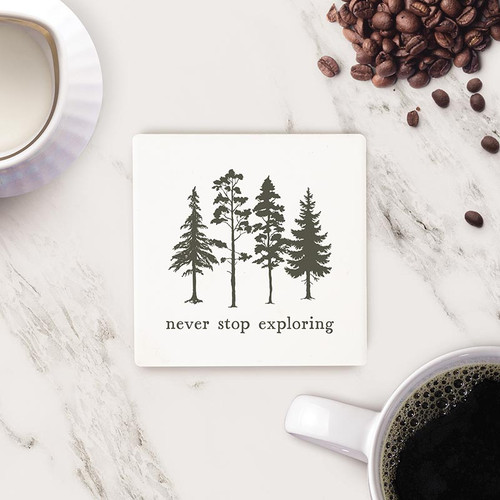 Lake & Lodge Collection Coaster - Never Stop Exploring