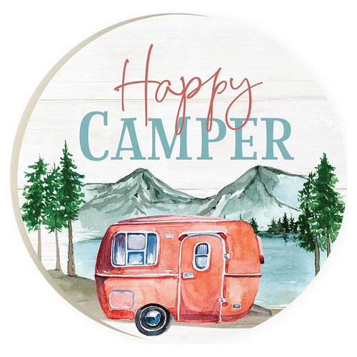 Lake & Lodge Collection Round Coaster - Happy Camper