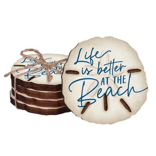 Coastal Collection Round Coaster Set - Life Is Better 