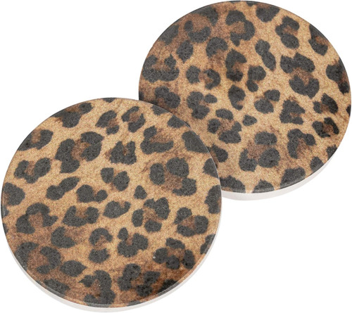 Ceramic Car Coasters - Animal Leopard Print