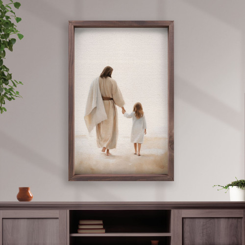 Wonderous Watercolors Collection Framed Linen Art - Jesus Walking - XL