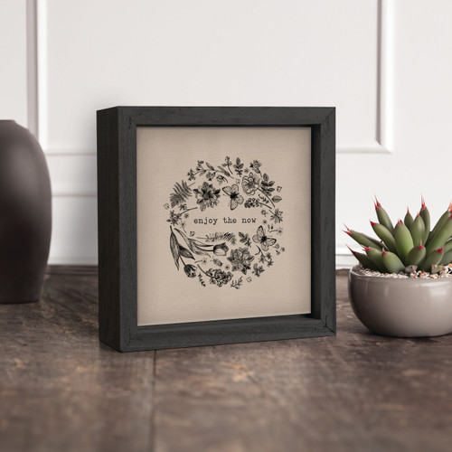 Tea & Ink Framed Linen Art - Enjoy The Now