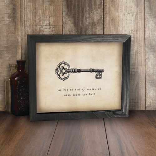 Tea & Ink Framed Linen Art - As For Me & My House We Will Serve The Lord