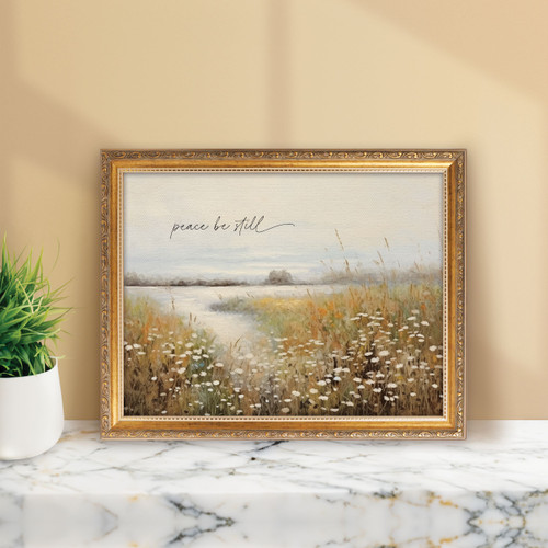 Gold Framed Linen Art - Peace Be Still