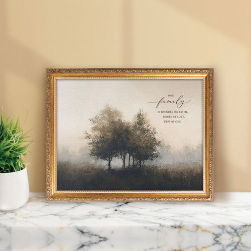 Gold Framed Linen Art - Our Family