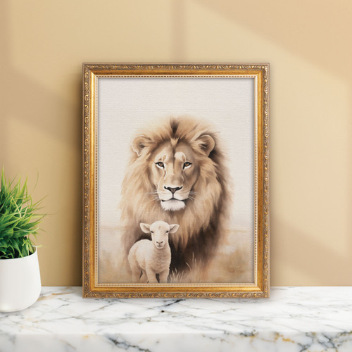 Gold Frame - Lion & Lamb