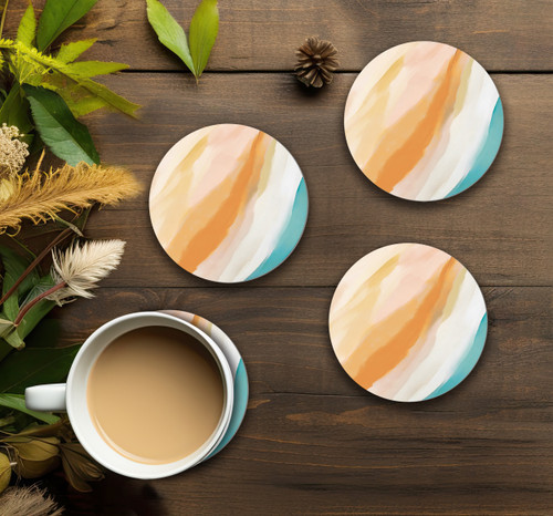 Ceramic Round Coaster Set - Watercolors - 4/pk