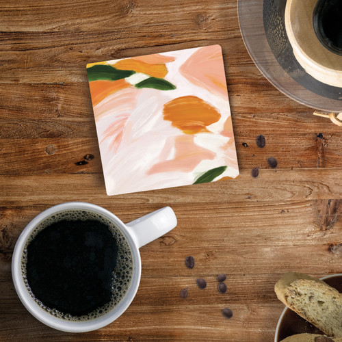 Ceramic Coasters - Orange Burshstroke