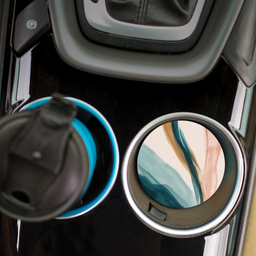 Ceramic Car Coasters (Retail Pack) - Blue Abstract