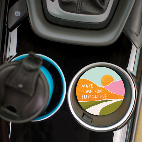 Ceramic Car Coasters (Retail Pack) - Make Time For Sunshine