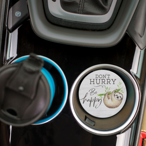 Ceramic Car Coasters (Retail Pack) - Don't Hurry Be Happy