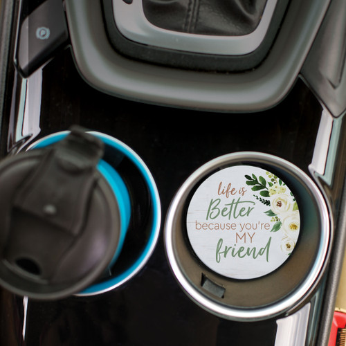 Ceramic Car Coasters (Retail Pack) - Life Is Better Because You're My Friend