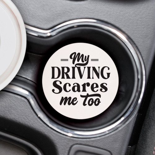 Ceramic Car Coasters (Retail Pack) - My Driving Scares Me Too