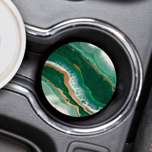 Ceramic Car Coasters (Retail Pack) - Green Marble