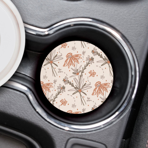 Ceramic Car Coaster - Floral Pattern