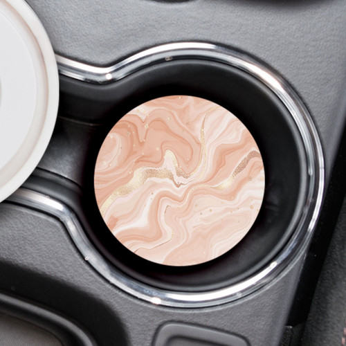 Ceramic Car Coaster - Pink Marble