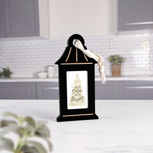 Lantern Christmas Shape Sign - All Is Calm All Is Bright