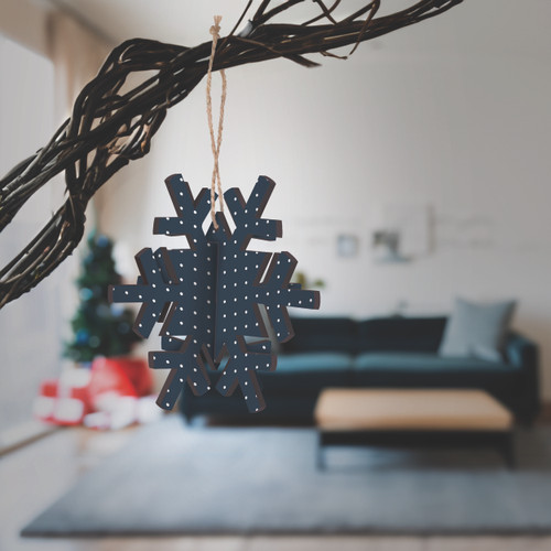3D Ornament - Navy Snowflake
