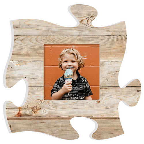 Puzzle Pieces Artwork Photo Frame - Maple Wood