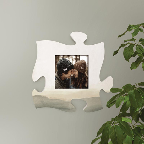 Lake & Lodge Collection Puzzle Pieces Photo Frame - Green And White