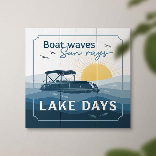 Lake & Lodge Collection Pallet Sign - Boat Waves