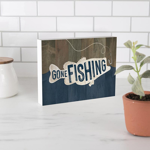 Lake & Lodge Collection Word Blocks - Gone Fishing