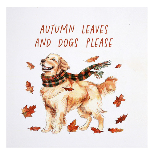 Autumn Leaves and Dogs Please Wood Block