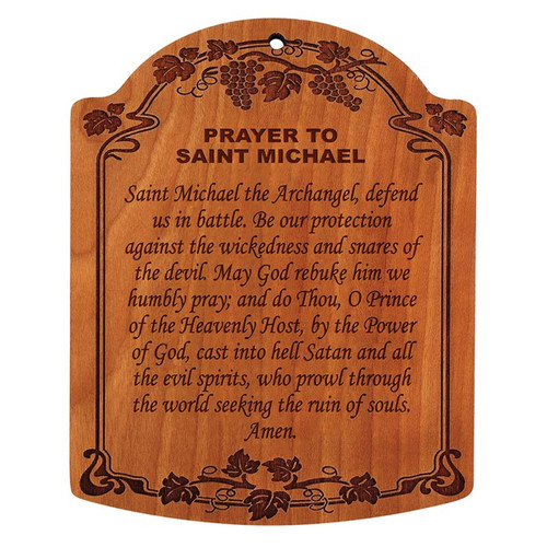 10" Prayer to St. Michael Carved Wood Plaque