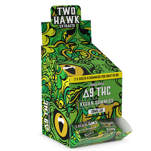 Two Hawk Extracts 20MG Delta-9 THC Infused Vegan Gummies - Green Apple 