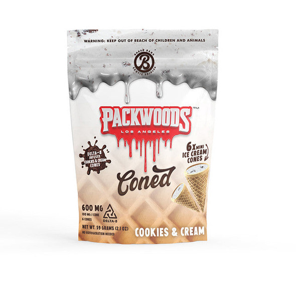 Packwoods x Baked Bags Exotic Edibles Coned 600MG Delta-8 Ice Cream Cone - Cookies & Cream 