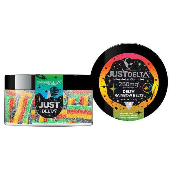 JUST Delta 10 250MG Interstellar Gummies -  Rainbow Belts 