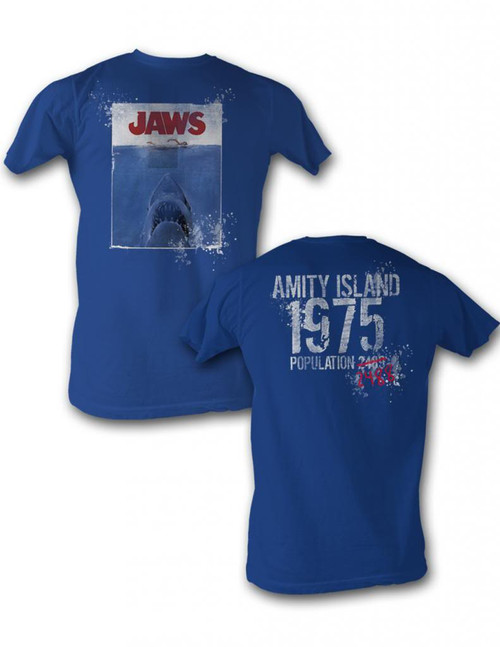 Jaws 1975 Royal Adult T-Shirt