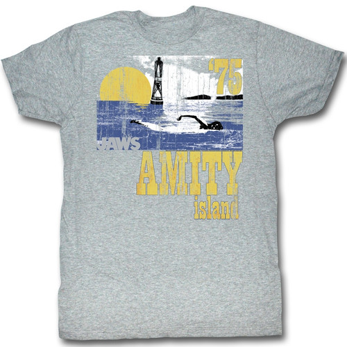 Jaws Goin' Swimming Gray Heather Adult T-Shirt