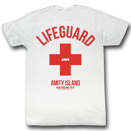 Jaws Life Guard White Adult T-Shirt