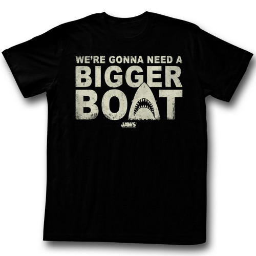 Jaws Bigger Boat Black Adult T-Shirt