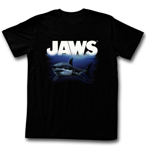 Jaws Deep Blue Sea Black Adult T-Shirt