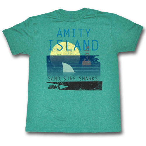 Jaws New Colors Green Heather Adult T-Shirt