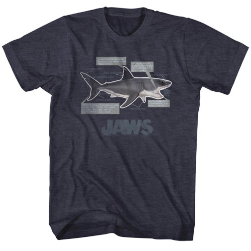 Jaws Anatomy Navy Heather Adult T-Shirt