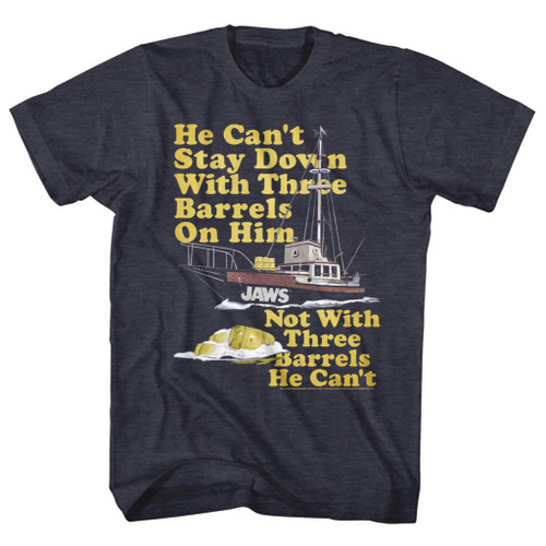 Jaws 70's Barrels Navy Heather Adult T-Shirt