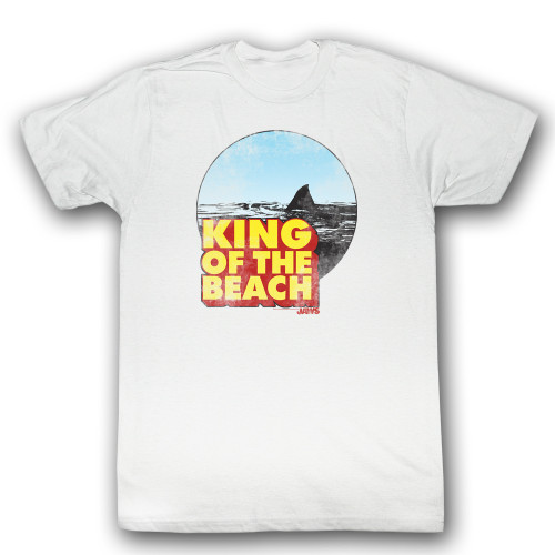 Jaws King Of The Beach White Adult T-Shirt