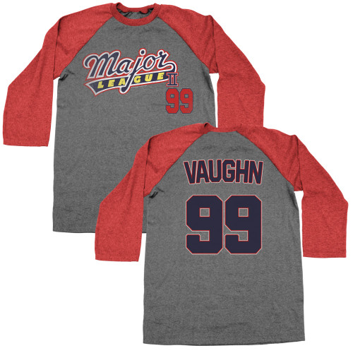 Major League Vaughn 99 Gray/Red Adult Raglan Baseball T-Shirt