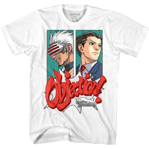 Ace Attorney Objection White Adult T-Shirt