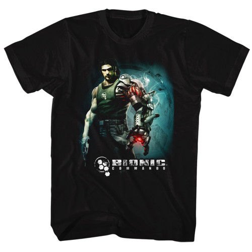 Bionic Commando Steam Arm Black Adult T-Shirt