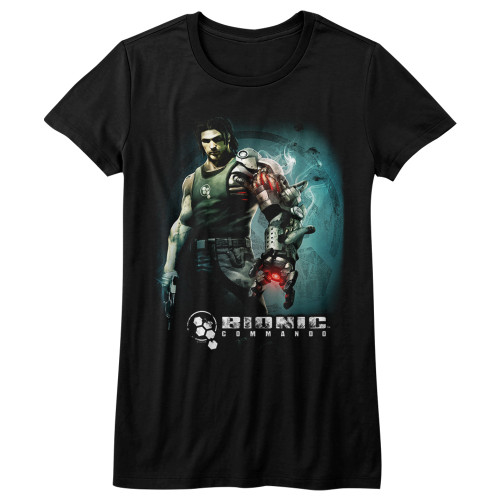 Bionic Commando Steam Arm Black Junior Women's T-Shirt