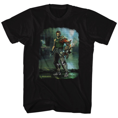 Bionic Commando Damaged Road Black Adult T-Shirt