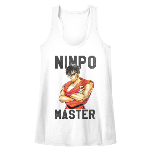 Final Fight Ninja Skills White Junior Women's Racerback Tank Top T-Shirt